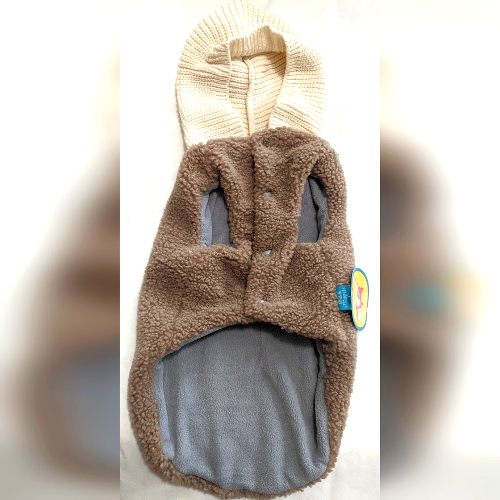 PETCIRCLE Dog Fuzzy Jacket With Crochet Hoodie
